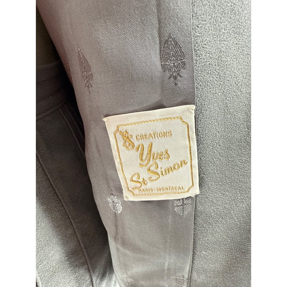 Vintage Yves St Simon Grey Suede Leather Skirt Suit  Two-Piece - Picture 4 of 16